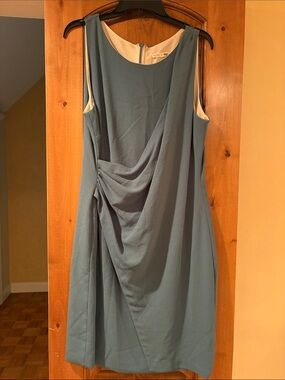 Paper Crane Slate Blue Draped Midi Dress